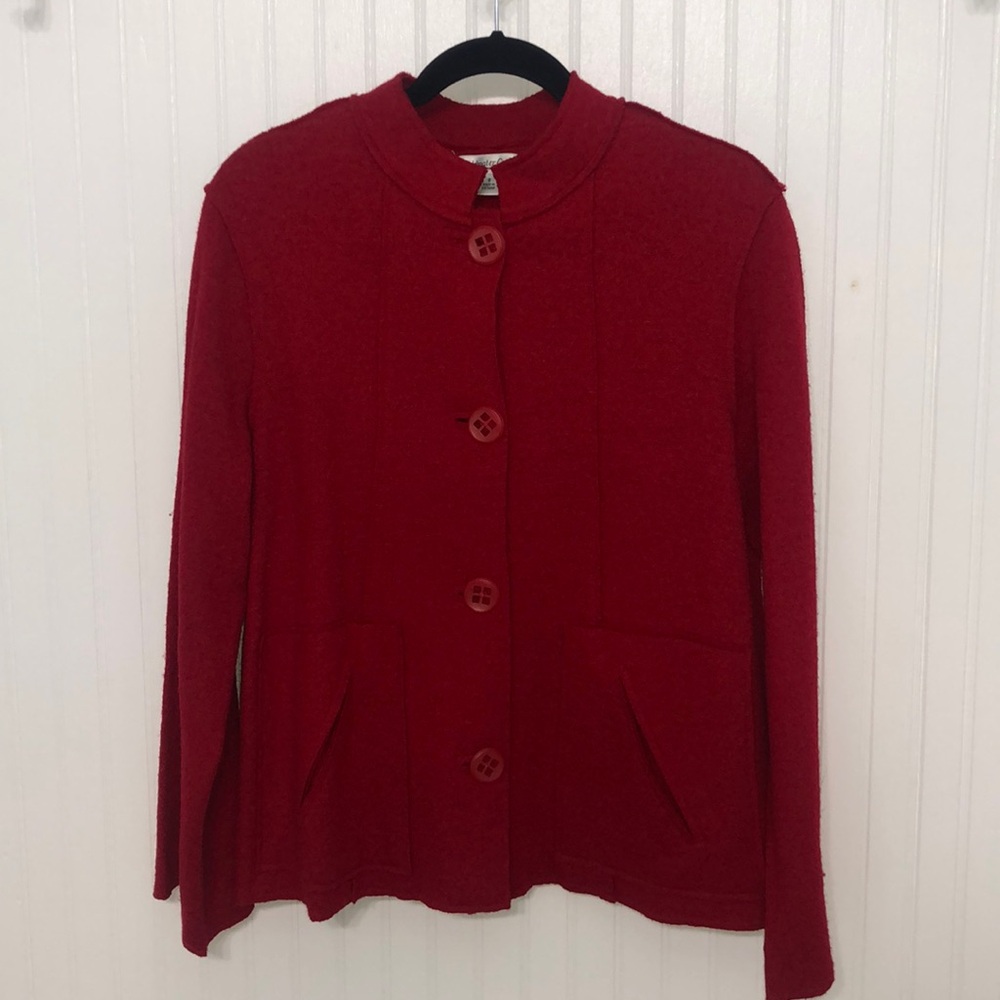 ♥️ColdwaterCrkWOOL Blend JACKET pockets CUTE ❤️ Buttons Mandarin Collar EUC